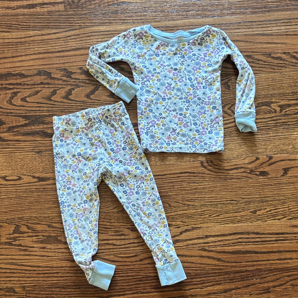 Honest Baby Floral Long Sleeve Two Piece Pajama Set, 4T